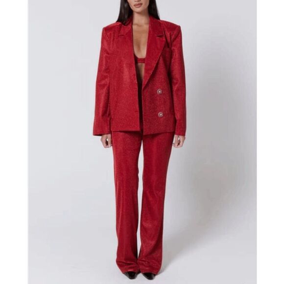 SLA The Label Red Paloma Sparkle Blazer - Picture 3 of 13